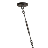 Chain suspension detail of oblong chandelier.