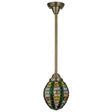 Front view of the Jeweled Beehive Mini Pendant showcasing emerald glass jewels.