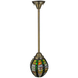 Full-length view of the Jeweled Beehive Mini Pendant with detailed glass shade.