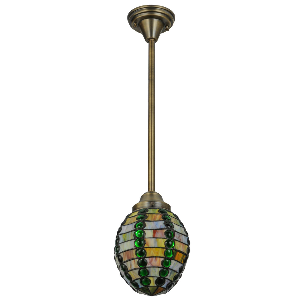 Hanging display of the Jeweled Beehive Mini Pendant with its mahogany bronze finish.