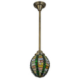 Hanging display of the Jeweled Beehive Mini Pendant with its mahogany bronze finish.