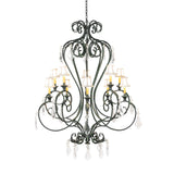 Side view of Josephine chandelier highlighting layered arms and fabric shades.