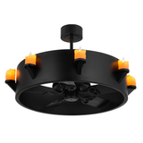 Bottom view showing fan and circular candle layout.