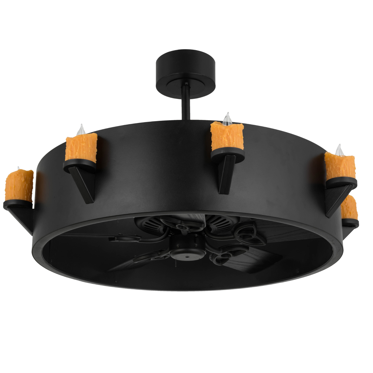 Unlit Kingston chandel-air showing matte black frame.
