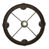 Bottom view of chandelier showing integrated downlight and inner support structure.