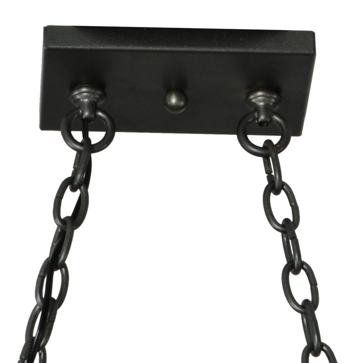 Ceiling canopy and chain detail of Laramie 8-light chandelier.