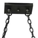 Ceiling canopy and chain detail of Laramie 8-light chandelier.