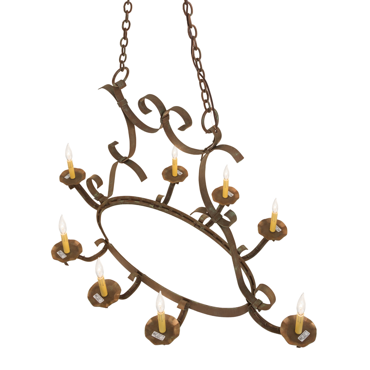 Top view of Laramie chandelier with eight candlelights.