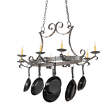 Front view of Laramie 8 light pot rack chandelier.