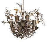 Bottom angle view of Lau Lau chandelier with layered branches.