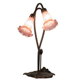 Front view of the Lavender Pond Lily accent lamp featuring elegant stems and delicate shades.