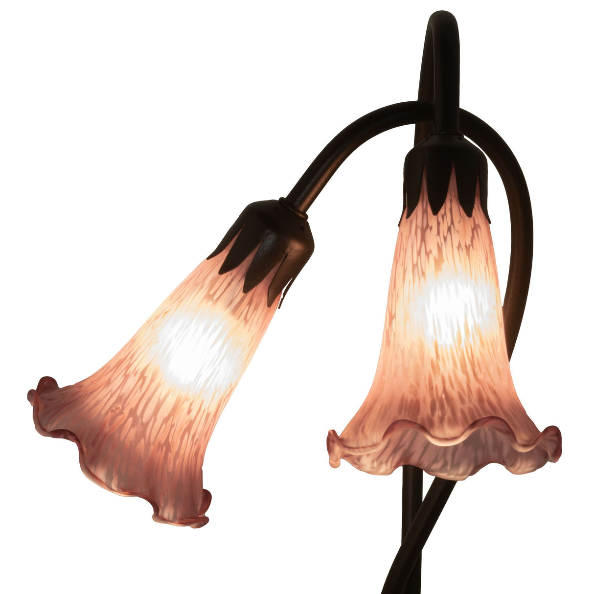 Closeup of the Lavender Pond Lily lamp’s fluted glass shades with intricate details.