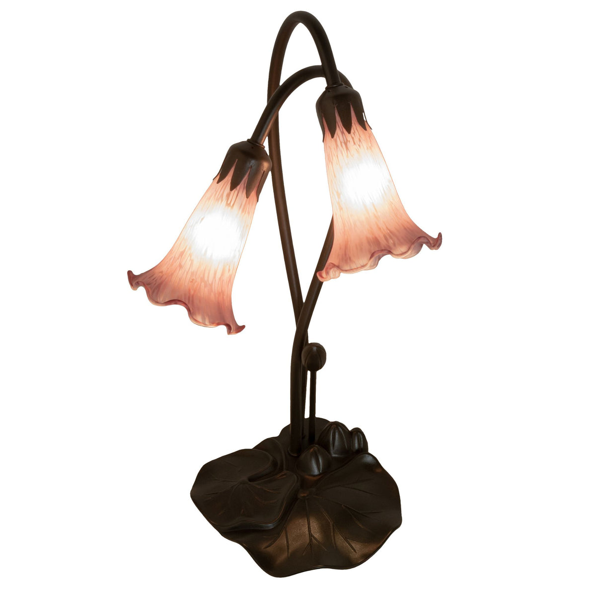 Top view of the Lavender Pond Lily accent lamp focusing on its elegant shade placement.