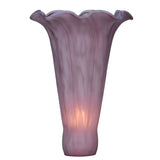 Front view of lavender pond lily glass shade with soft ruffled edge.