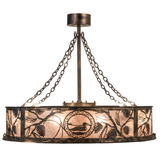 Side view showing circular woodland pattern and soft mica glow.