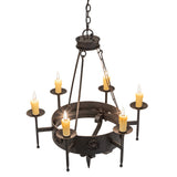 Top angle view showing candlelights, chain suspension and upper frame construction.