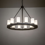 Ambient room view of the Loxley 12-light chandelier casting warm, even illumination.