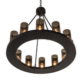 Bottom angle view of Loxley 12 light chandelier ring design.