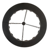 Bottom view of 12-light chandelier showing circular ring and candle layout.
