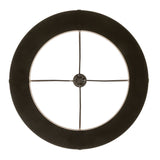 Bottom view showing circular metal ring and centered support hub.