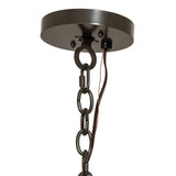 Bronze canopy and chain detail of Loxley chandelier.