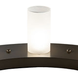 Close up of frosted glass cylinder shade with soft diffused illumination.