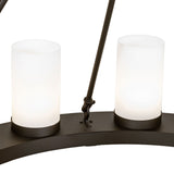 Close-up detail of the Loxley chandelier’s cylindrical white glass shade and metal base.