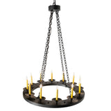 Top view of Loxley chandelier ring with chain suspension points and candlelights.