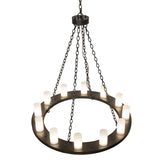 Top view of chandelier showing circular frame and suspension layout.
