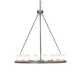 Side profile of the 16 light chandelier displaying cylinder spacing.