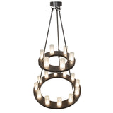 Top view of the chandelier displaying circular ring layout and supports.