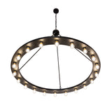 Bottom angle view emphasizing the ring design and downward-facing Edison bulbs.