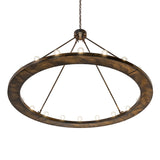 Bottom angled view of the chandelier highlighting interior bulb placement and ring construction.