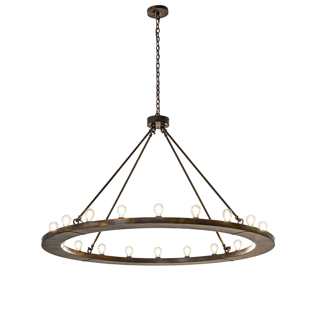 Loxley 20 light ring chandelier in antique black finish, full view.