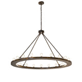 Loxley 20 light ring chandelier in antique black finish, full view.