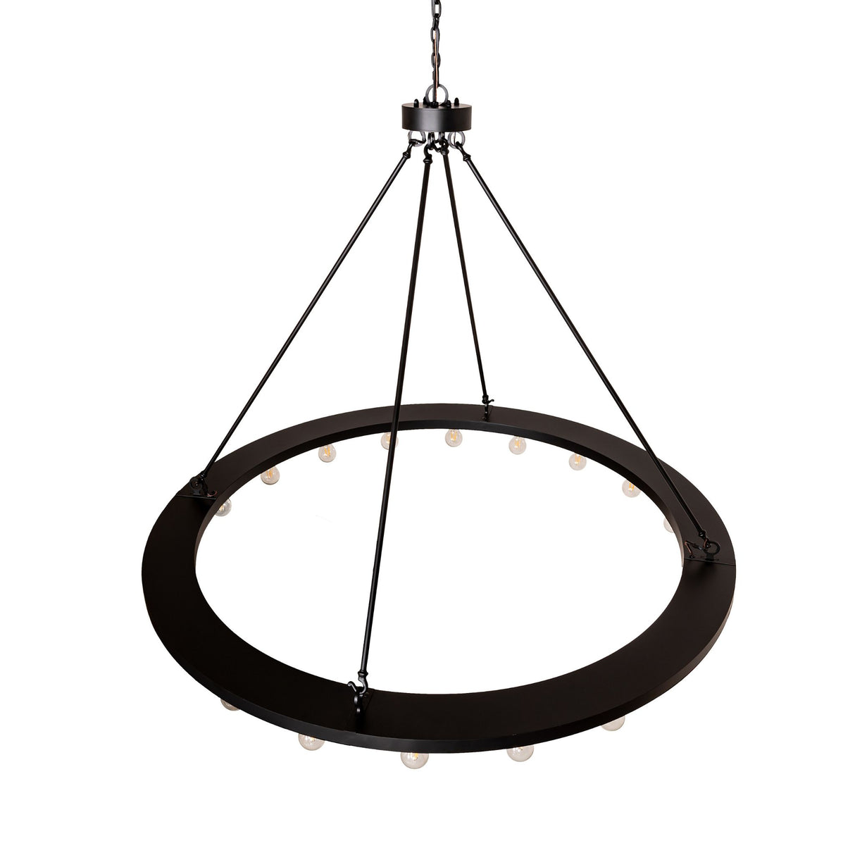 Top angle view highlighting suspension rods connecting the ring to the central canopy.