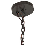 Ceiling canopy and chain detail of the 20-light chandelier in timeless bronze finish.