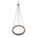 Top angle view of the chandelier showing suspension rods and circular ring layout.