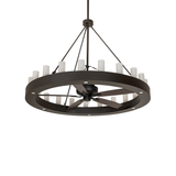 Unlit front view of Loxley 21 Light Chandel-Air chandelier fan in Oil Rubbed Bronze finish.