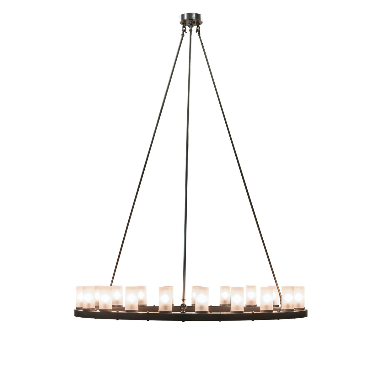 Side view of Loxley chandelier showing slim circular profile.