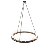 Top view of the chandelier showing the canopy connection, suspension rods, and circular frame layout.