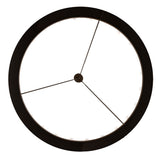 Bottom view of circular chandelier showing interior ring and downward light pattern.