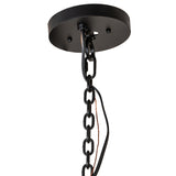 Ceiling canopy and adjustable chain detail of Loxley 24-light chandelier.