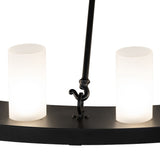 Close-up detail of frosted glass cylinder light on Loxley chandelier ring fixture.