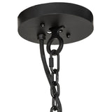 Close-up view of the canopy and chain hardware of the Loxley chandelier.