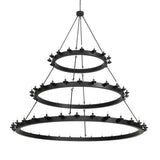 Unlit view showcasing the three-tier Loxley chandelier design.