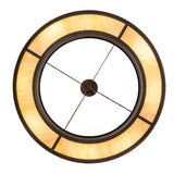 Bottom view of chandelier displaying circular diffuser layout and inner ring.