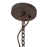 Canopy and chain detail view of chandelier showing mounting hardware and finish.
