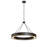 Full hanging view showing adjustable chain and circular LED chandelier.