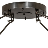 Close-up of semi-flushmount ceiling canopy with bronze finish and mounting points.